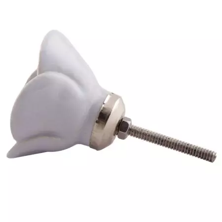 Light Blue Medium Rose Flower Ceramic Dresser Knob